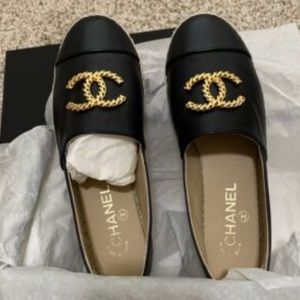 Brand New Authentic Chanel logo espadrilles 38